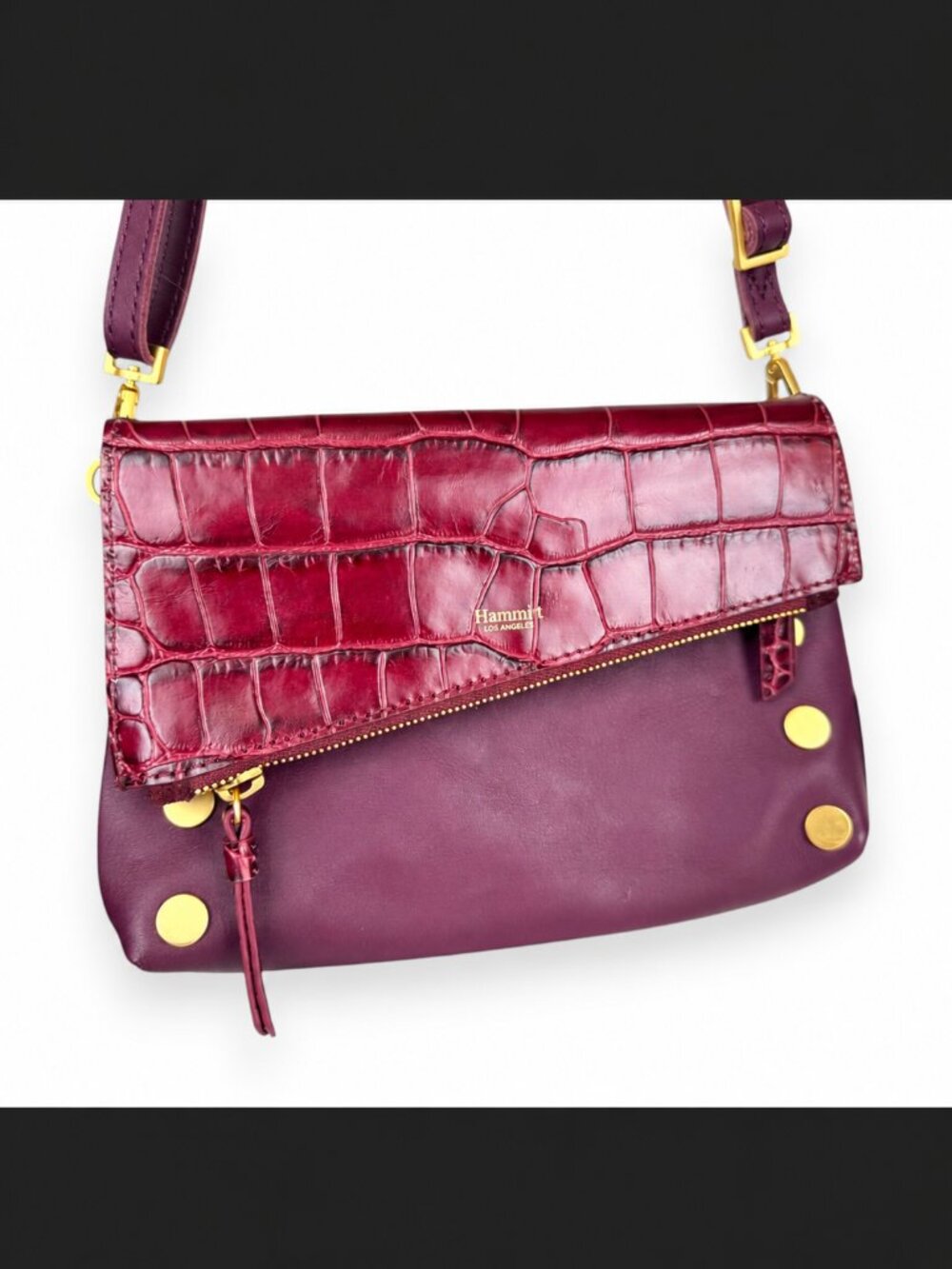 NWT Hammitt Dillon Small Gondola Burgundy Croc Suede 6-Way Crossbody Clutch